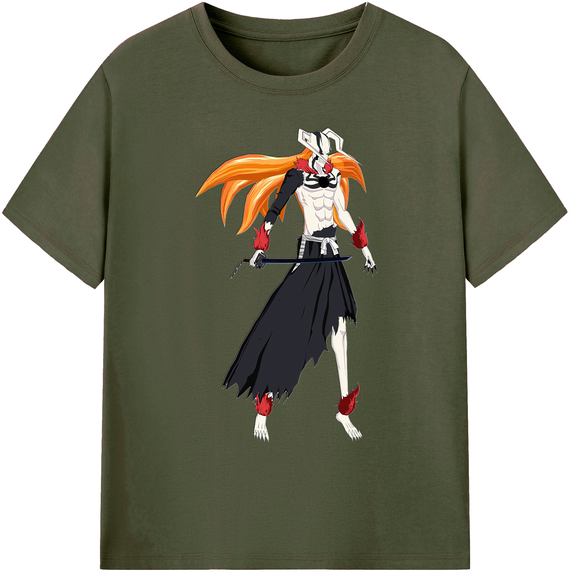 （画像用） ブリーチ 黒崎一護（くろさき いちご）BLEACH Kurosaki Ichigo 綿100％ メンズ半袖Tシャツ｜肌触りやわらか＆通気性